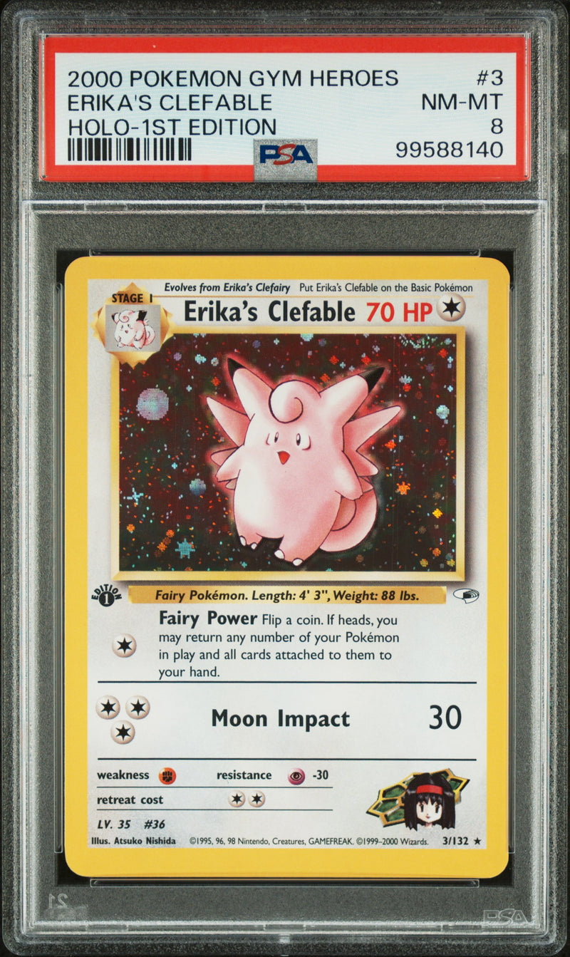 PSA 8 2000 GYM HEROES ERIKA'S CLEFABLE - HOLO - 1ST EDITION