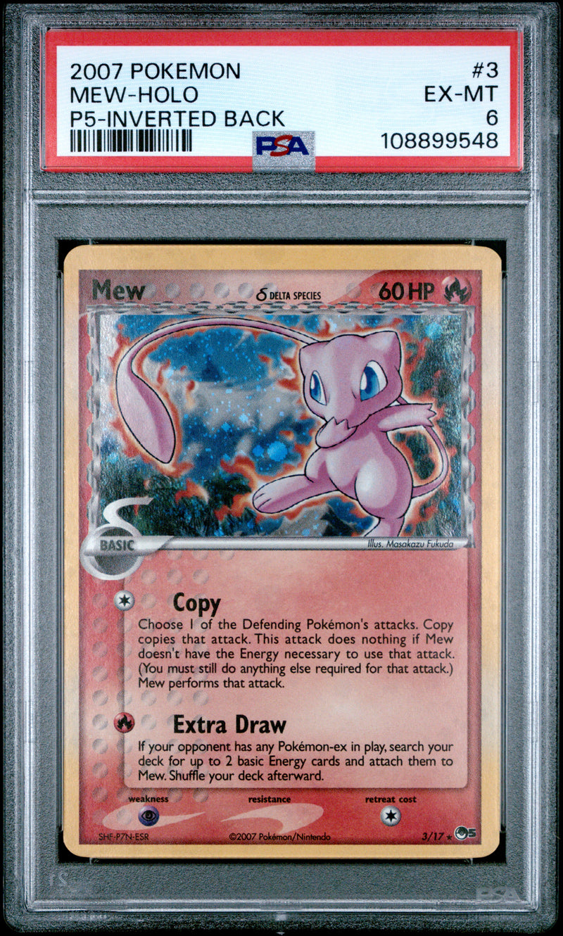PSA 6 2007 POKEMON POP SERIES 5 MEW - HOLO - INVERTED BACK