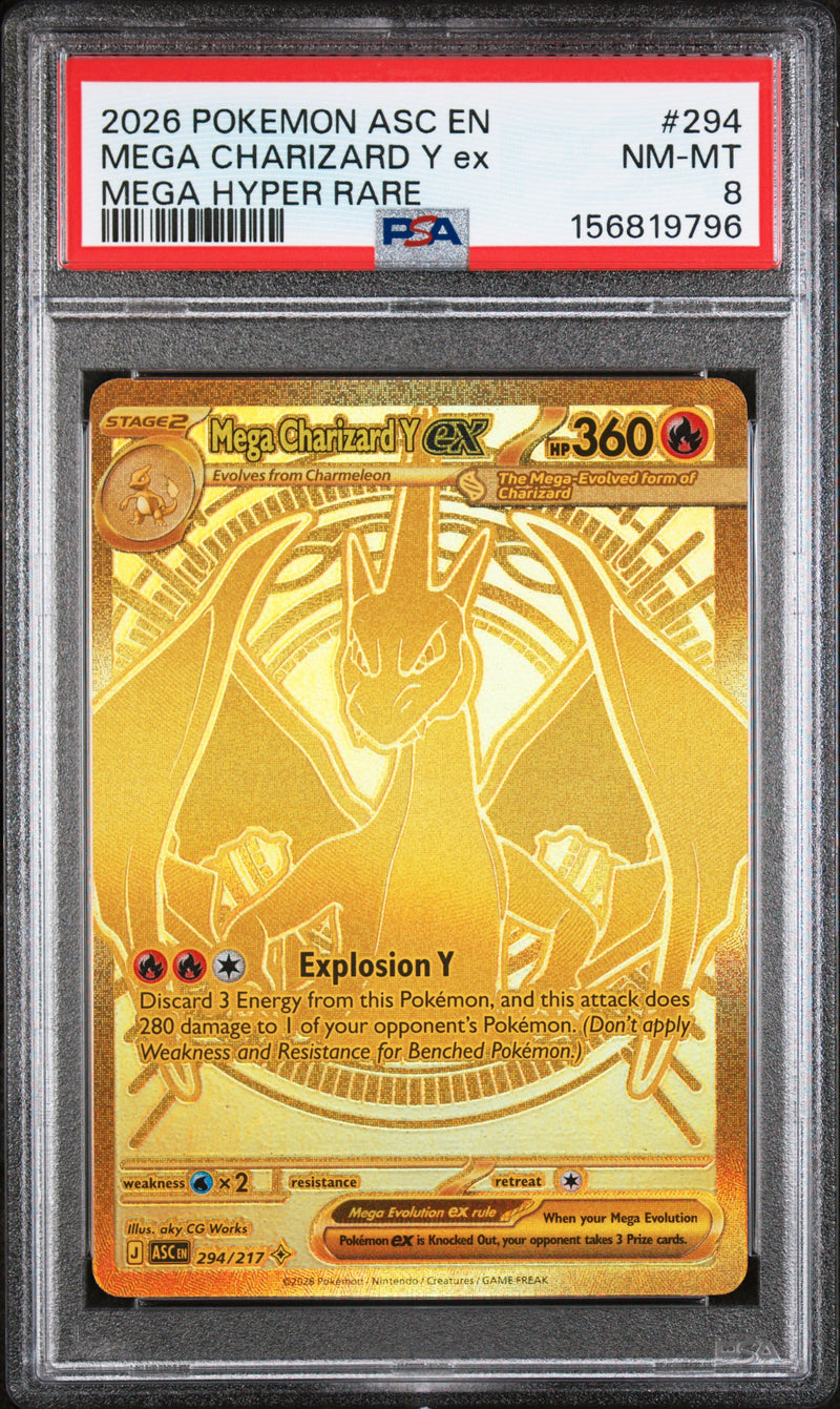 PSA 8 2026 MEGA CHARIZARD Y EX ASCENDED HEROES - GOLD