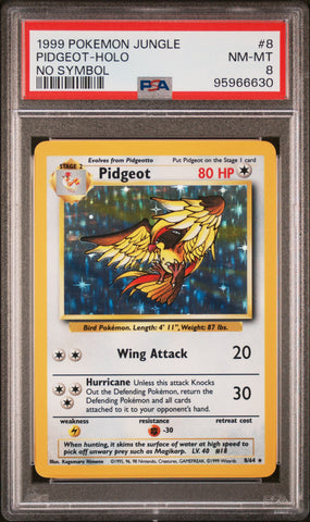PSA 8 1999 JUNGLE PIDGEOT - HOLO - NO SYMBOL