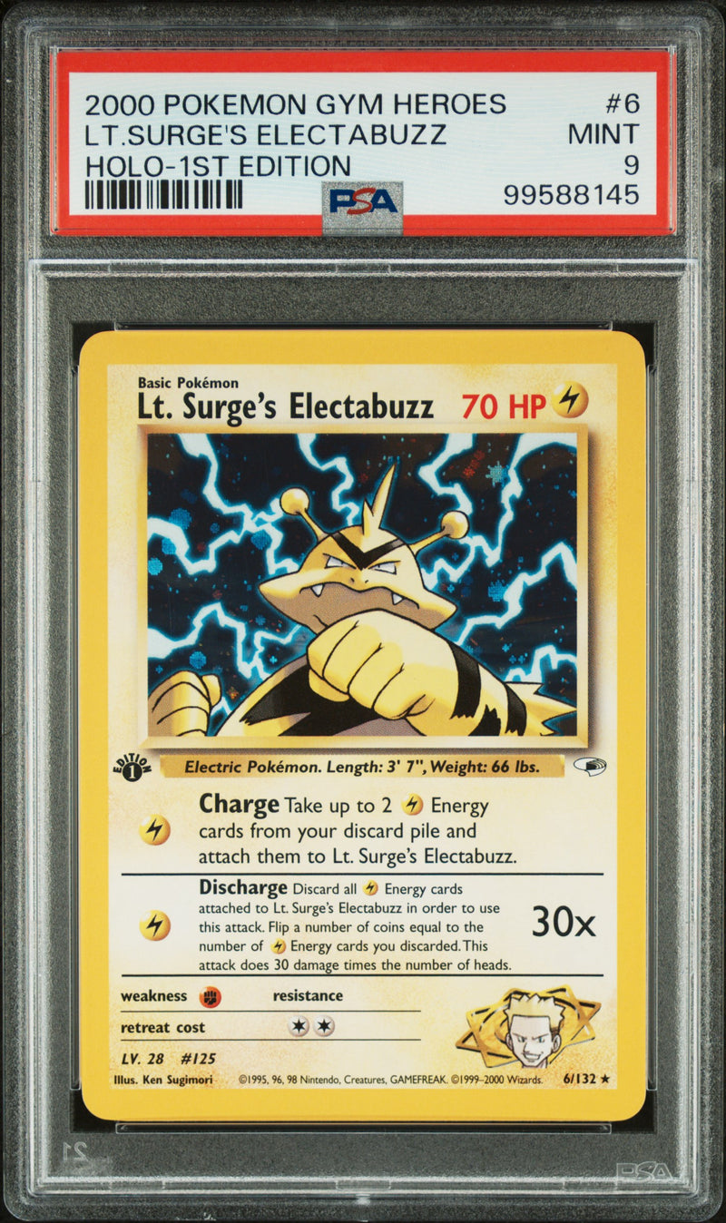 PSA 9 2000 GYM HEROES LT. SURGE'S ELECTABUZZ - HOLO - 1ST EDITION