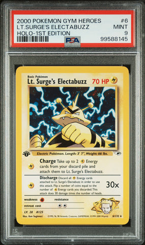 PSA 9 2000 GYM HEROES LT. SURGE'S ELECTABUZZ - HOLO 1ST EDITION