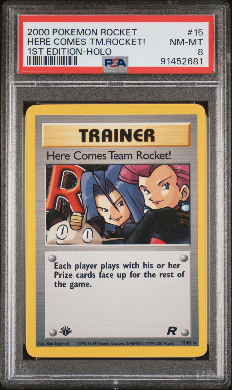 PSA 8 2000 ROCKET HERE COMES TEAM ROCKET! - HOLO 1ST EDITION