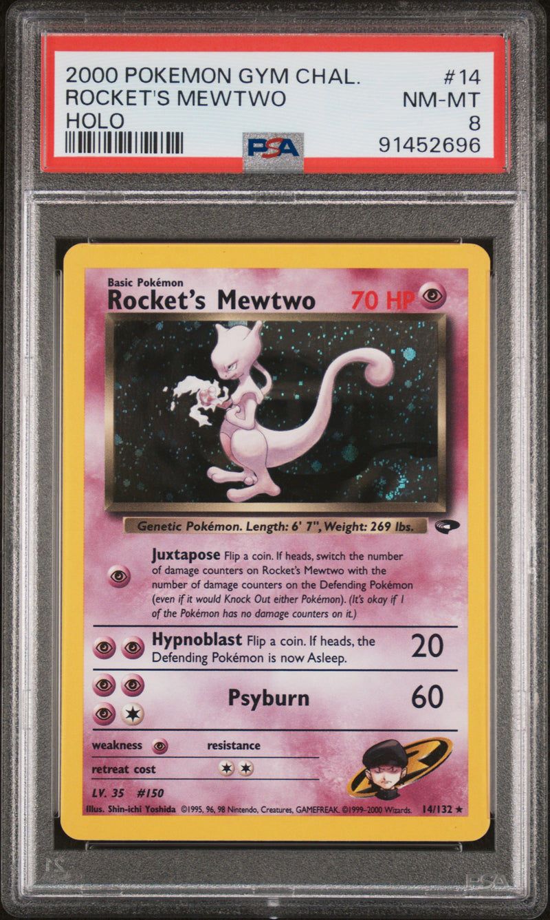 PSA 8 2000 GYM CHALLENGE ROCKET'S MEWTWO - HOLO