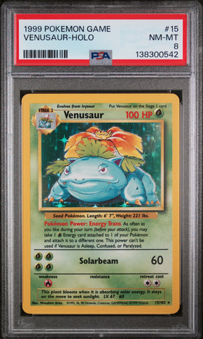 PSA 8 1999 BASE SET VENUSAUR - HOLO
