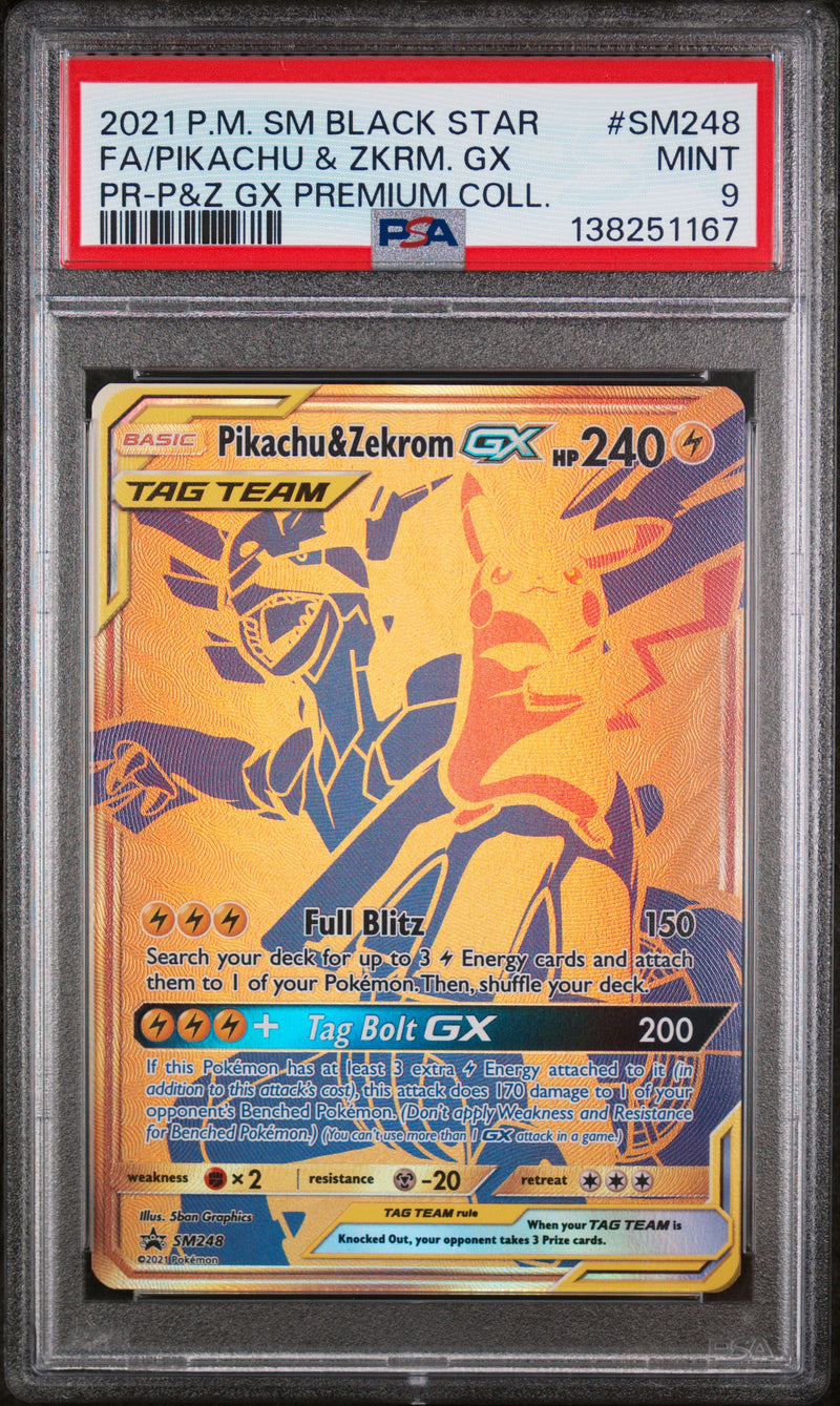 PSA 9 2021 BLACK STAR PROMO PIKACHU & ZEKROM GX - FULL ART