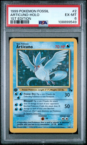 PSA 6 1999 FOSSIL ARTICUNO - HOLO 1ST EDITION