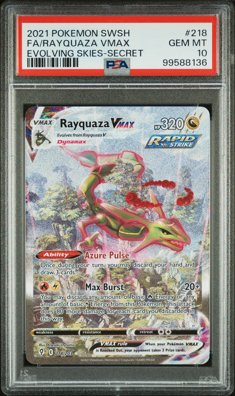 PSA 10 2021 SWSH FA/ RAYQUAZA VMAX EVOLVING SKIES - SECRET