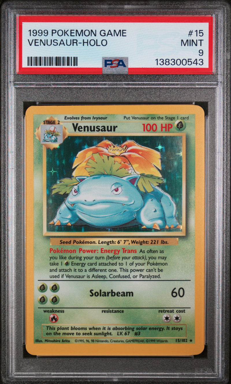 PSA 9 1999 BASE SET VENUSAUR - HOLO