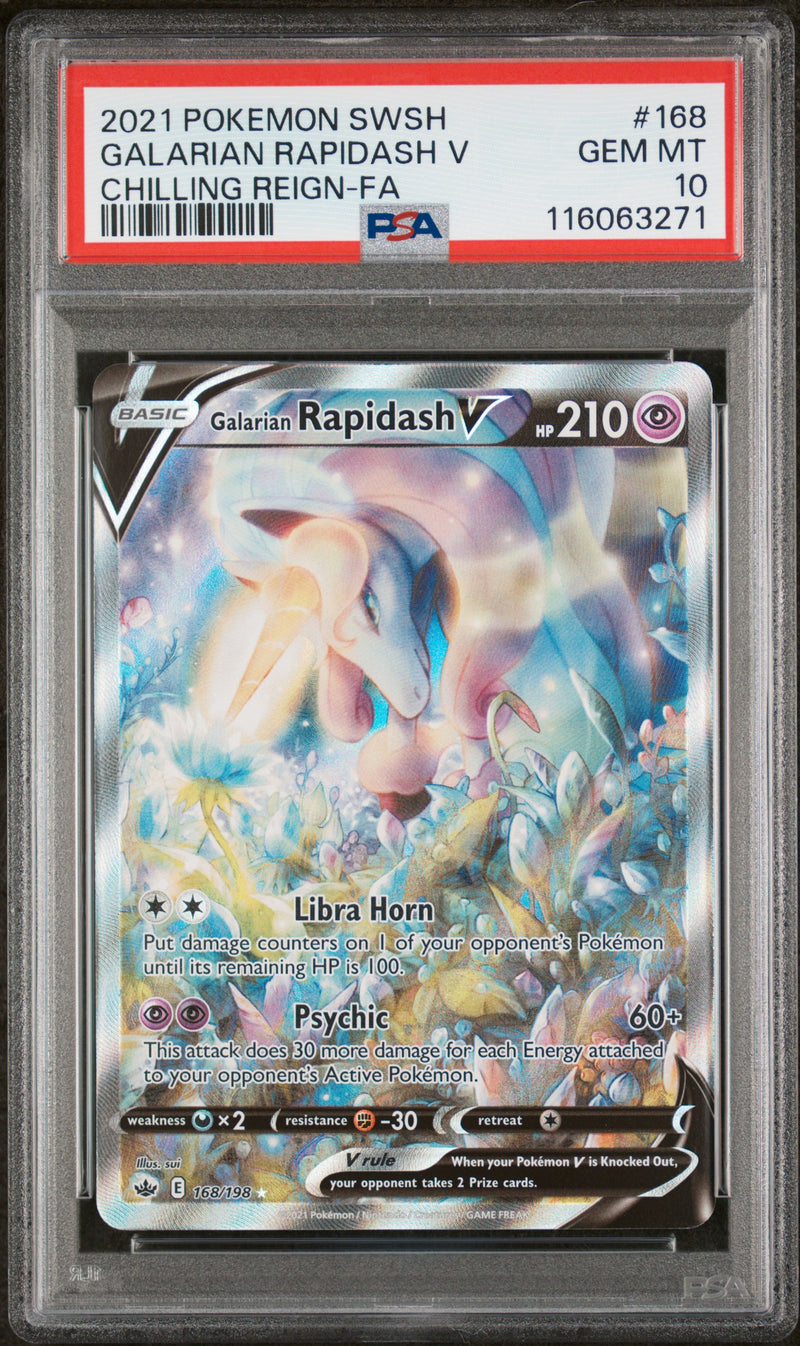 PSA 10 2021 SWSH GALARIAN RAPIDASH V CHILLING REIGN