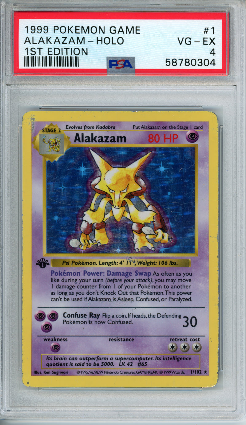 PSA 4 1999 Alakazam 1st Edition Shadowless