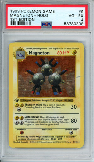 PSA 4 1999 MAGNETON - HOLO 1ST EDITION SHADOWLESS