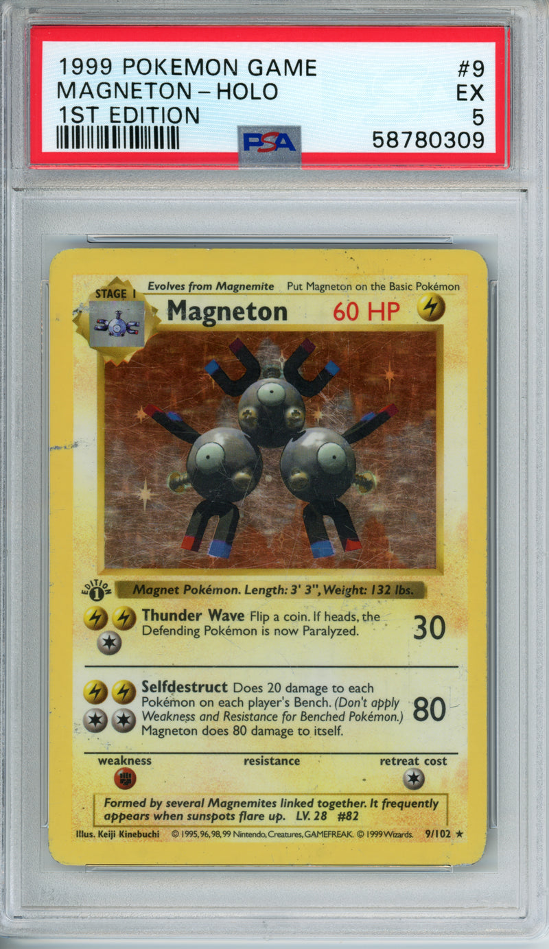 PSA 5 1999 MAGNETON - HOLO - 1ST EDITION SHADOWLESS