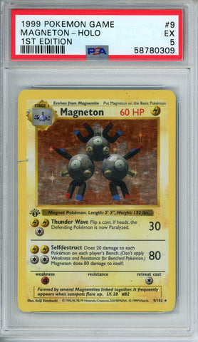 PSA 5 1999 MAGNETON - HOLO 1ST EDITION SHADOWLESS
