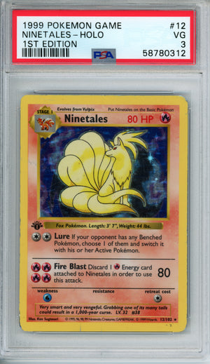 PSA 3 1999 NINETALES - HOLO 1ST EDITION SHADOWLESS