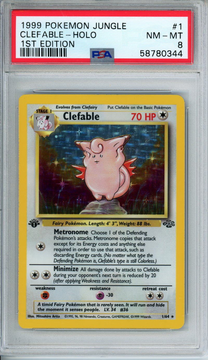 PSA 8 1999 JUNGLE CLEFABLE - HOLO - 1ST EDITION