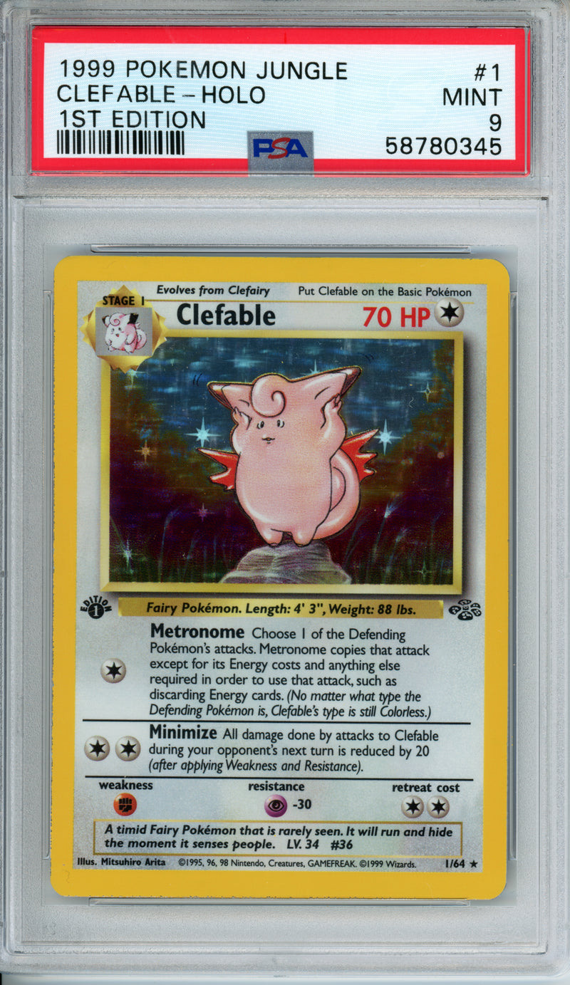 PSA 9 1999 JUNGLE CLEFABLE - HOLO - 1ST EDITION