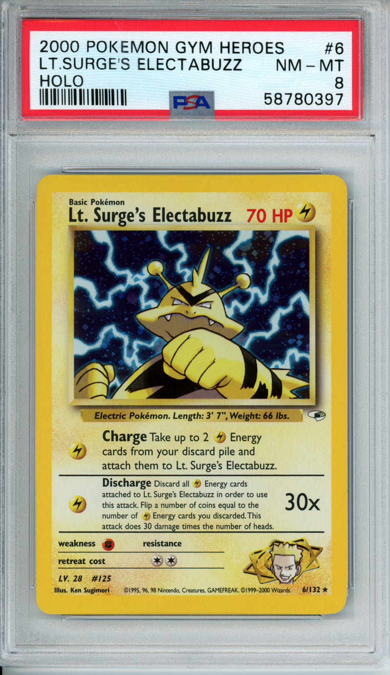 PSA 8 2000 GYM HEROES LT. SURGE'S ELECTABUZZ