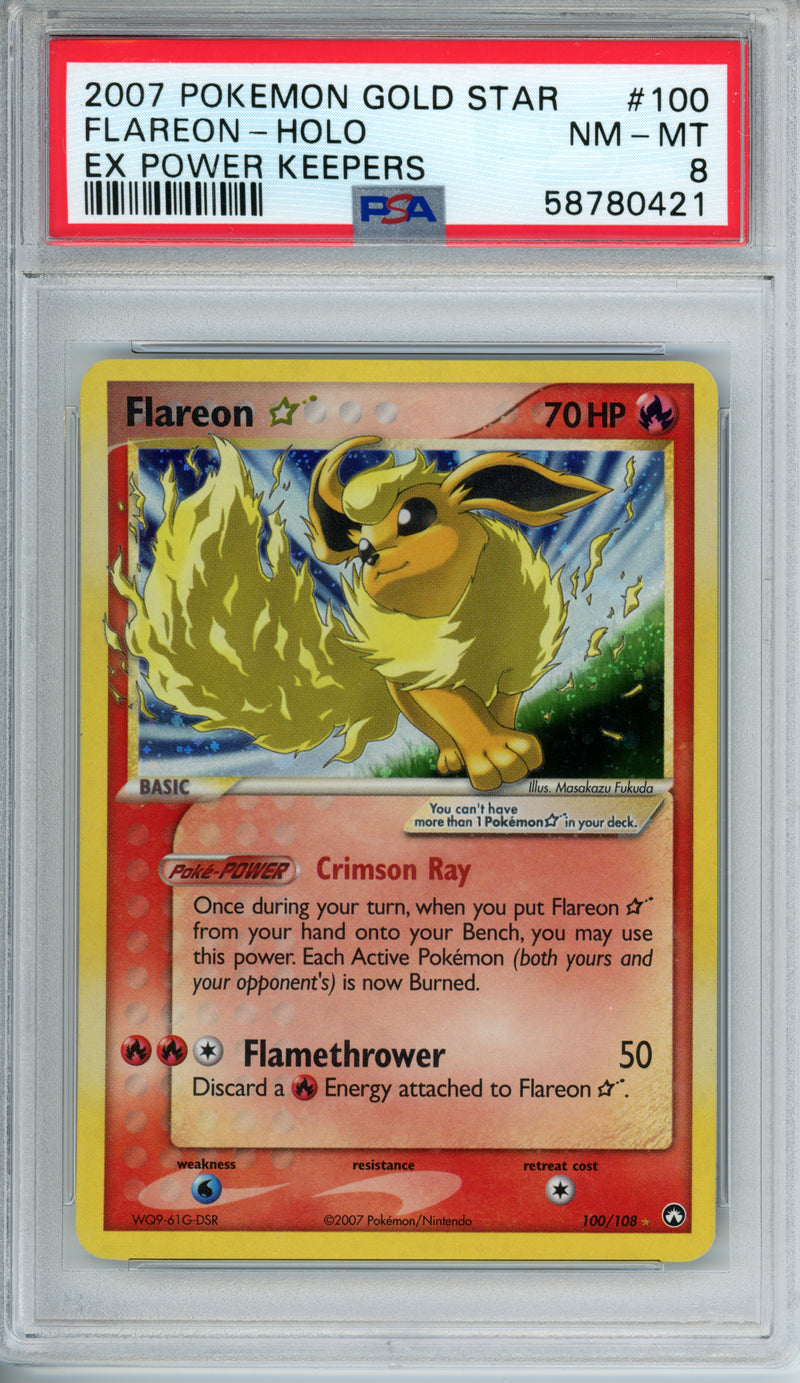 PSA 8 2007 EX Power Keepers Gold Star Flareon
