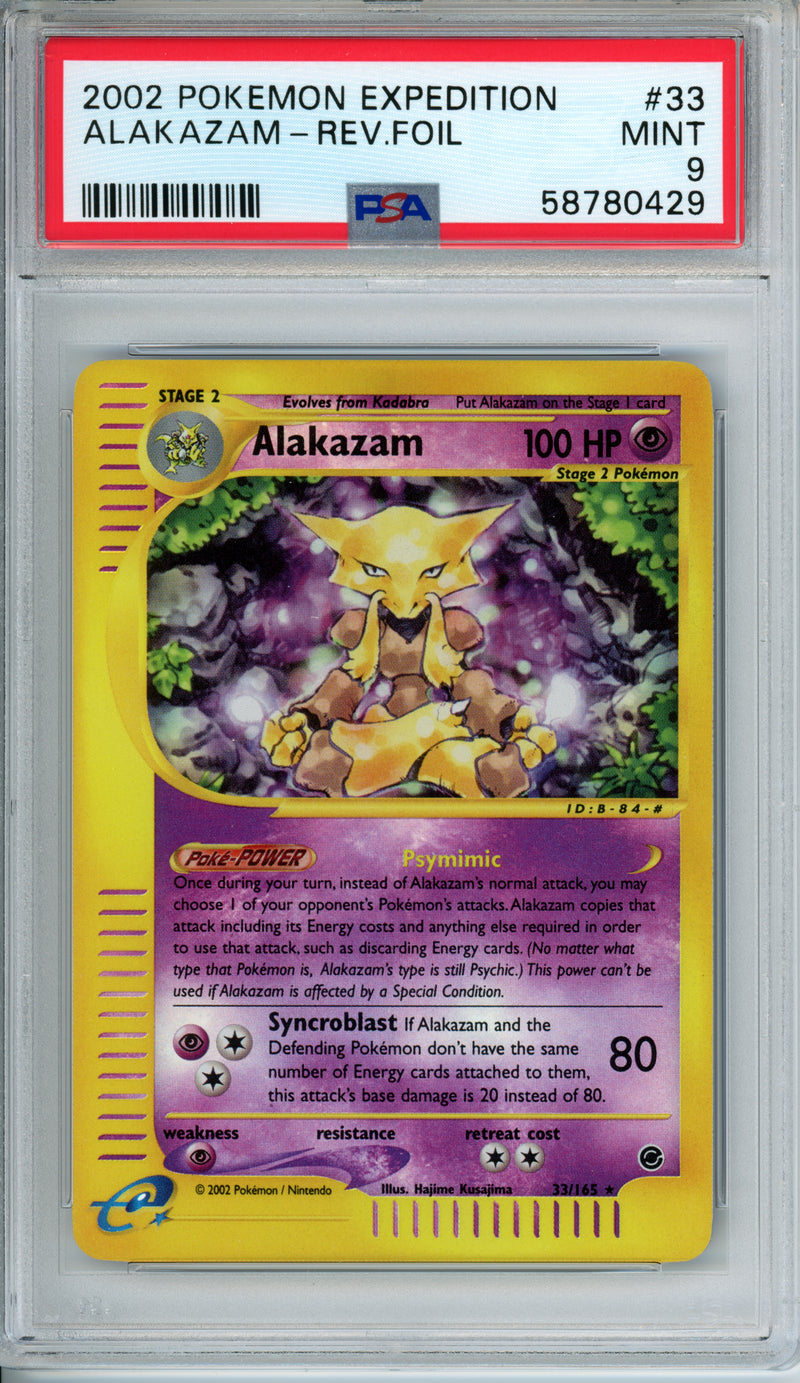 PSA 9 2002 Pokemon Expedition Alakazam Reverse Holo