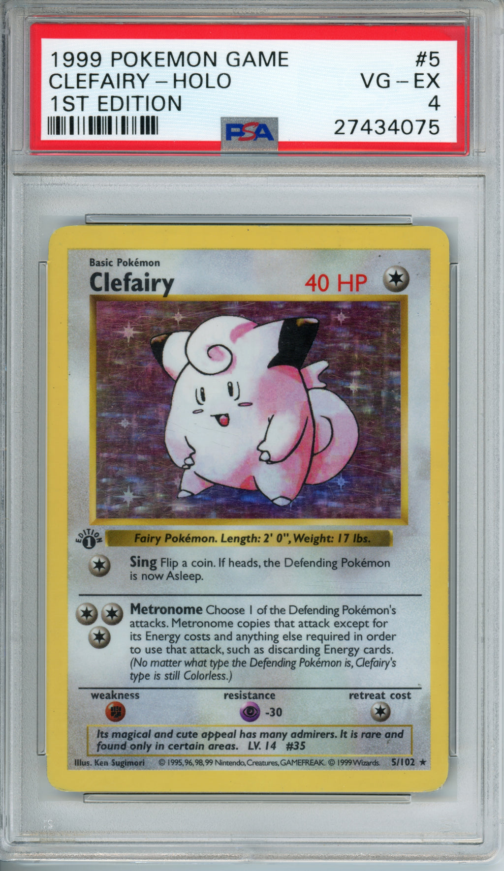 PSA 4 1999 Clefairy 1st Edition Shadowless