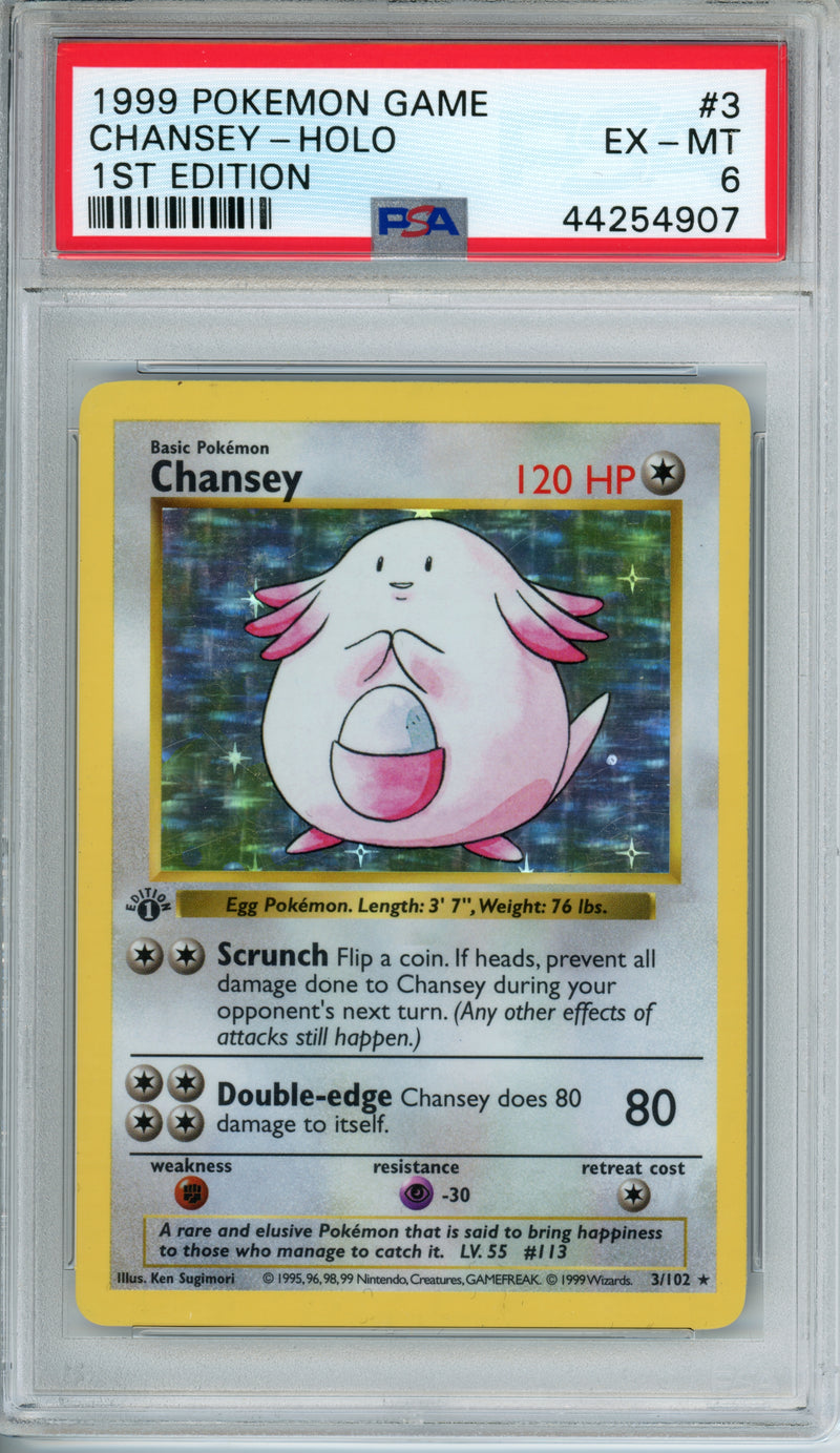 PSA 6 1999 CHANSEY - HOLO 1ST EDITION SHADOWLESS