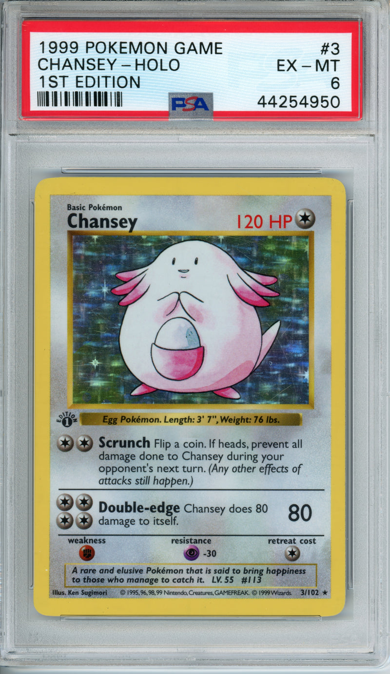 PSA 6 1999 CHANSEY - HOLO 1ST EDITION SHADOWLESS