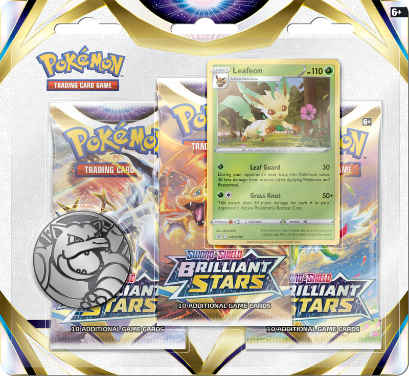 Pokemon Sword & Shield Brilliant Stars 3-Pack Blister Leafeon